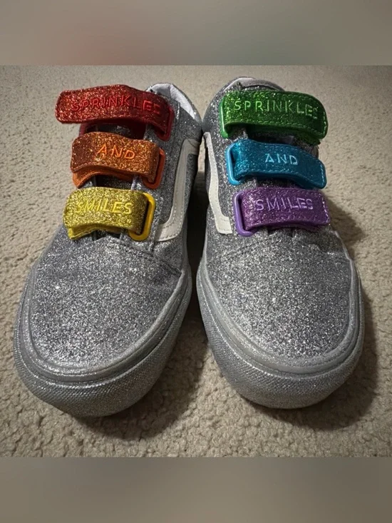 Vans Women’s Size8.5 x Flour Shop Old Skool Shoes Sneaker Glitter Rainbow Pride - Picture 3 of 10